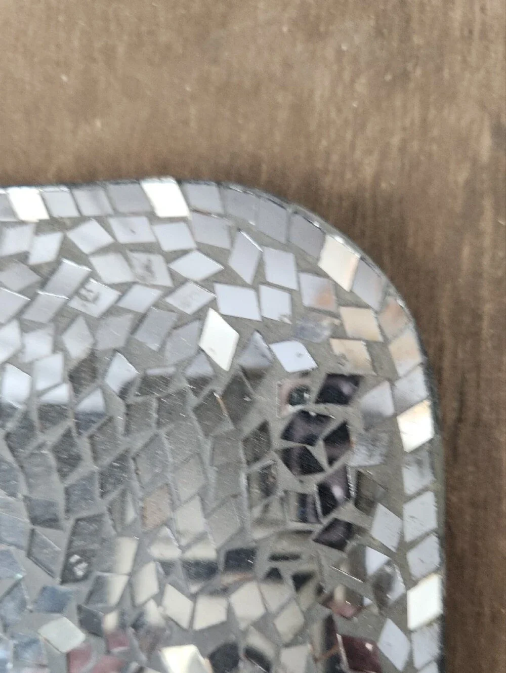 Black/Silver Mosaic Square/Rounded Wall Mirror - Contemporary Decorative Accent